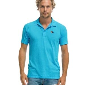 AVIATOR NATION Men’s XL Blue Polo Short Sleeve Shirt Logo